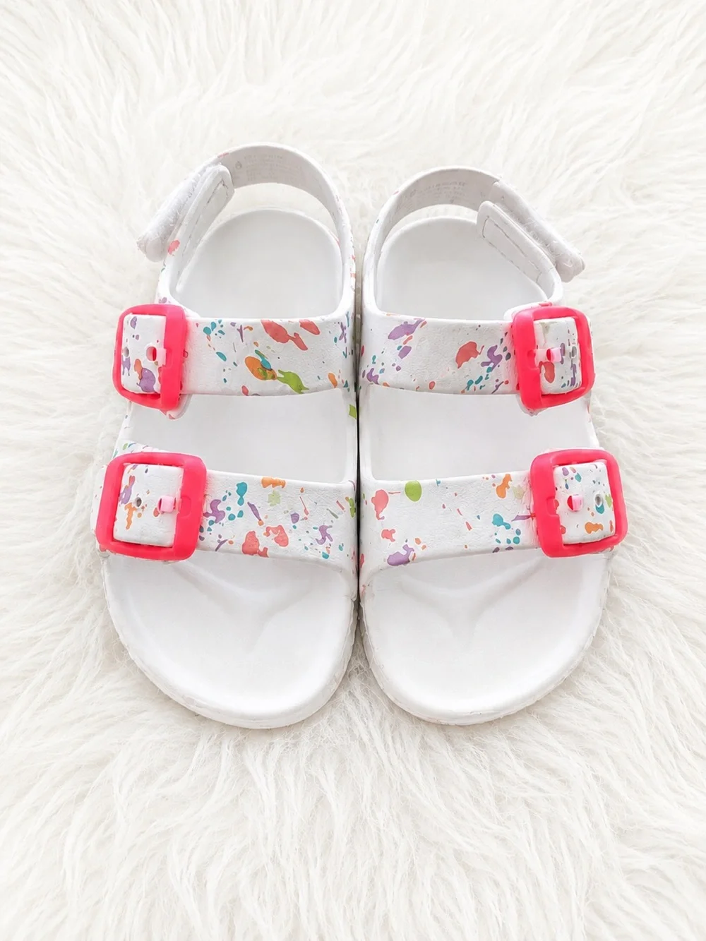 The Children’s Place Toddler Girls Sandals Size 6 White Paint Splatter